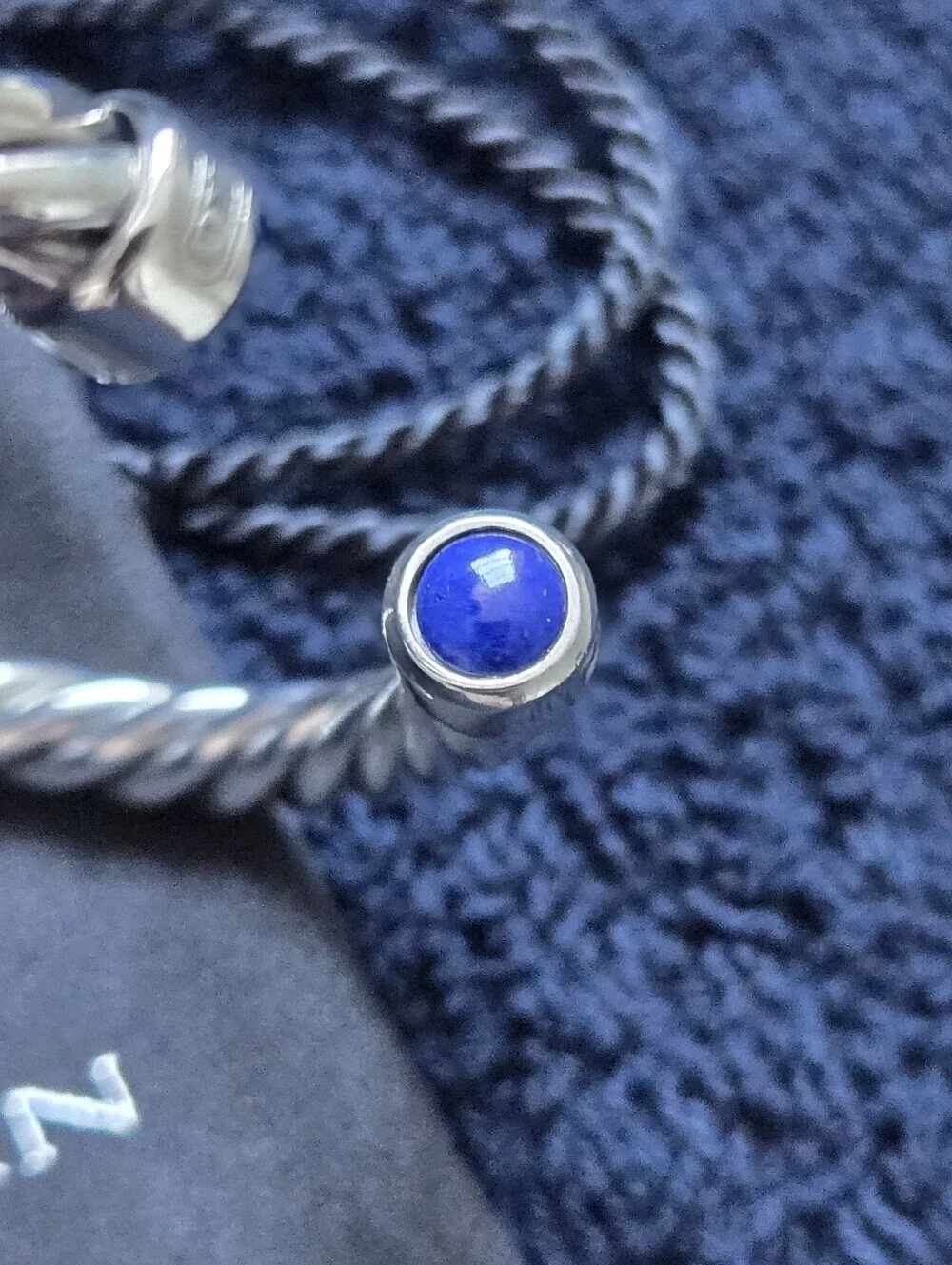 David Yurman Cable Cuff BraceletSterling Silver with Lapis 6mm
